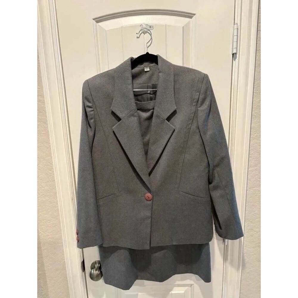 Vintage Youthcraft 2-Piece Wool Skirt Suit Set Heather Gray - Small Academia Tag